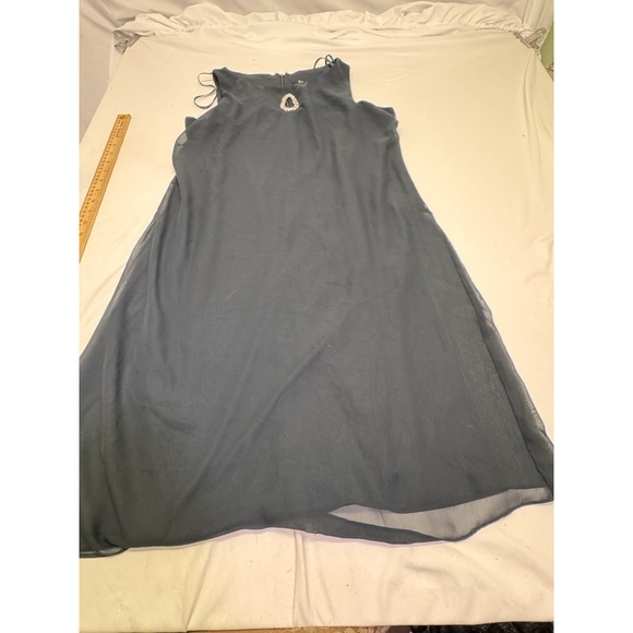 Ignite Evenings Dresses & Skirts - ignite evenings dress Navy Blue Size 8 A Line Sleeveless Rhinestone Classic Shrt